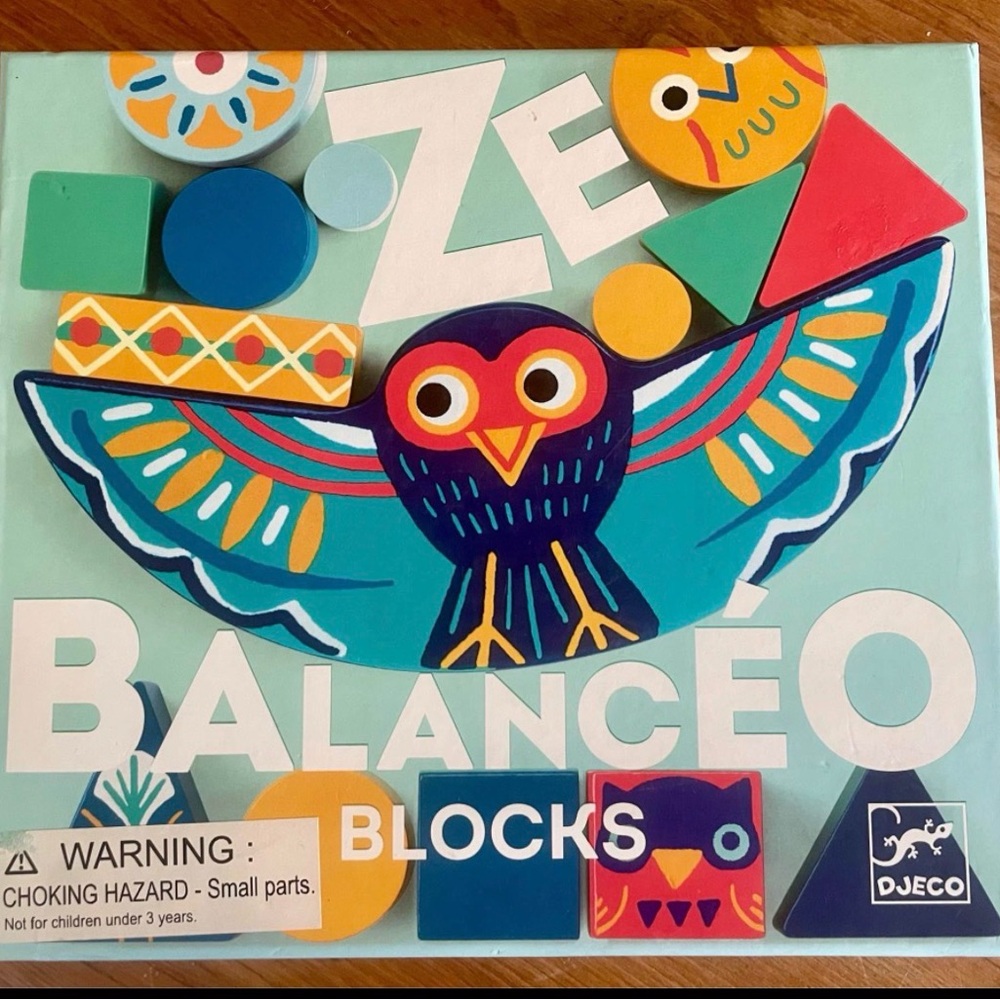 Djeco Balance Blocks Set - Teal, Blue, Yellow, Red